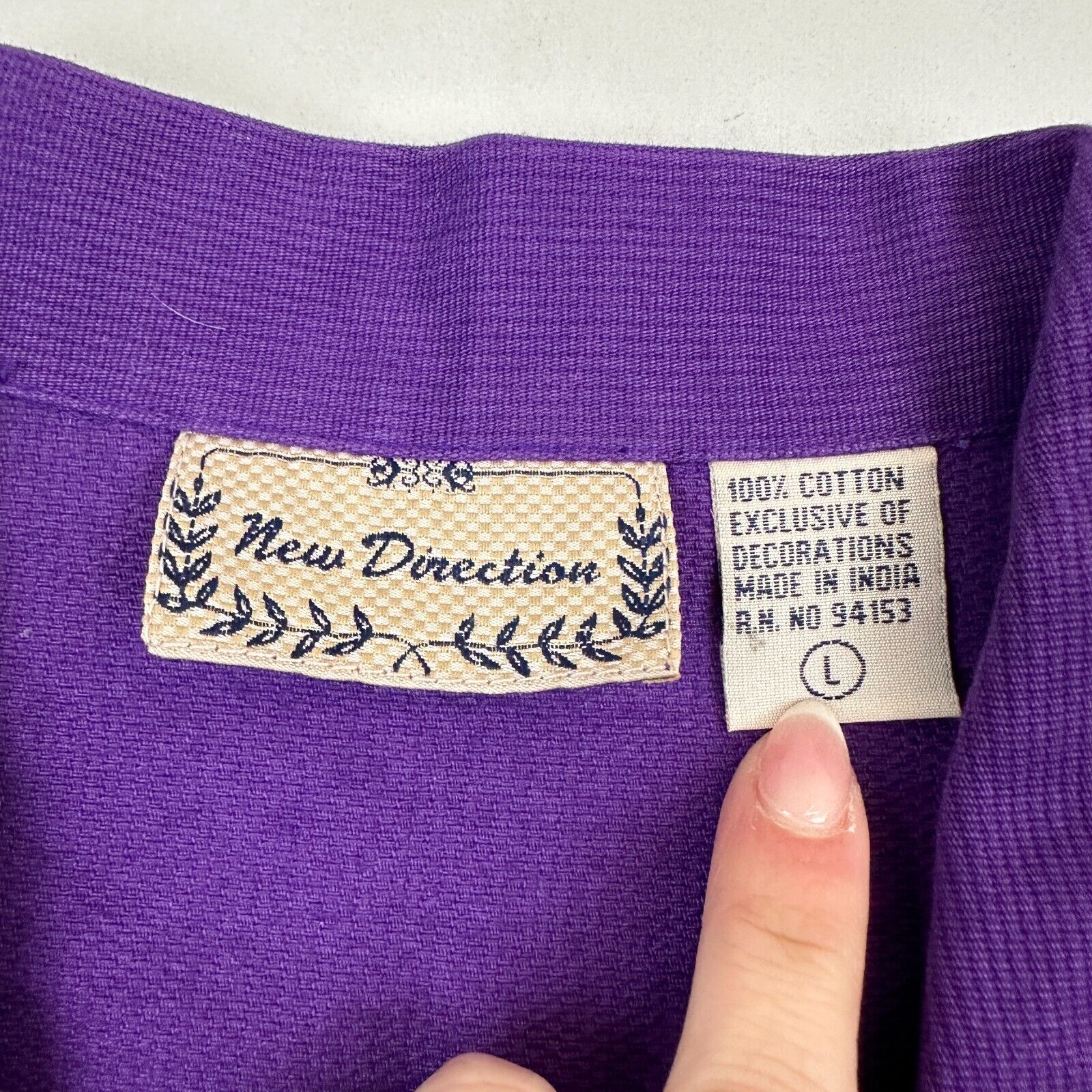 VTG NWT New Directions Purple Red Hat Society Button Jacket Sz L Corduroy Cotton New Directions - фотография #5