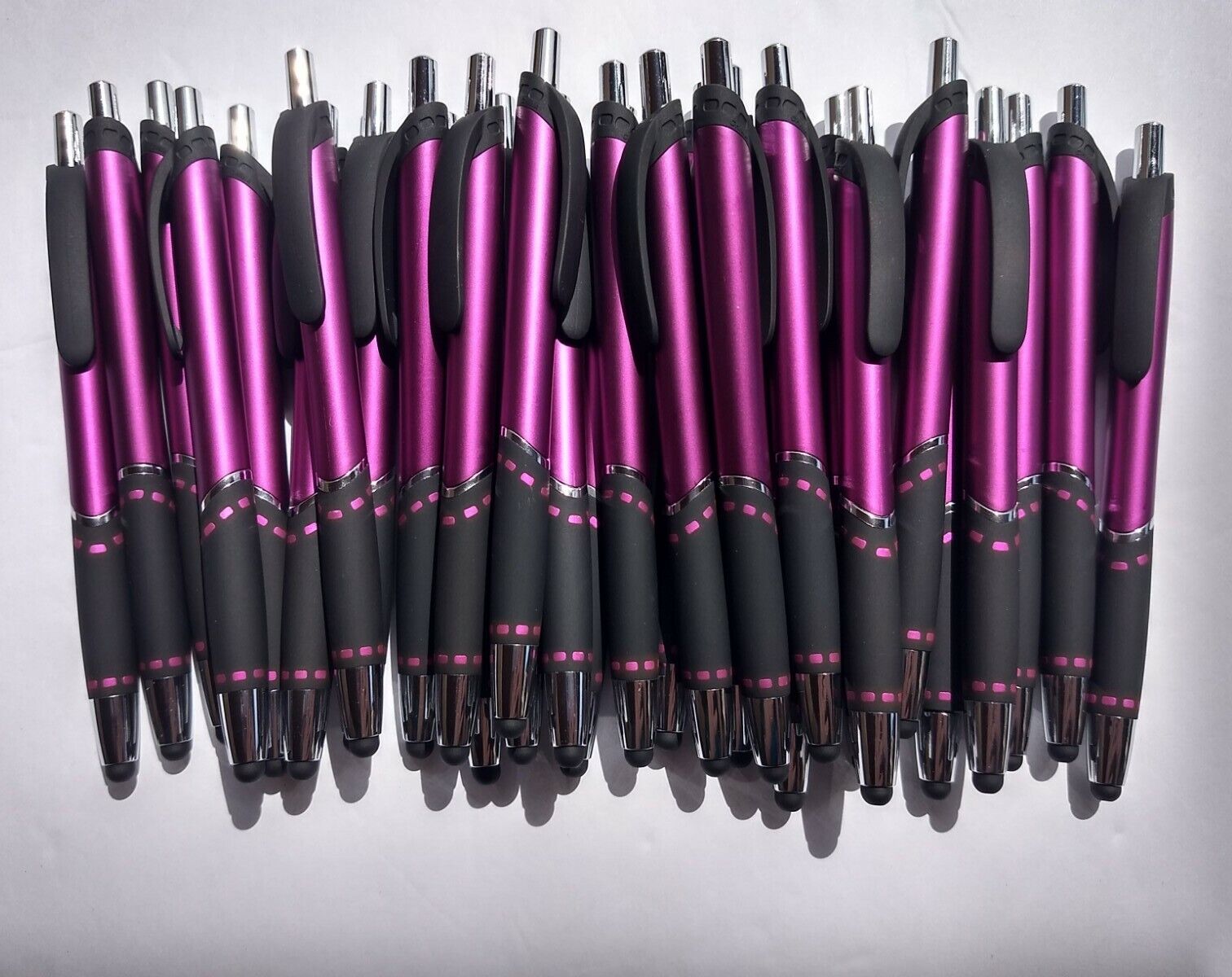 30ct Lot Norwood Lace Retractable Stylus Click Pens: METALLIC PINK / MAGENTA NORWOOD 55831
