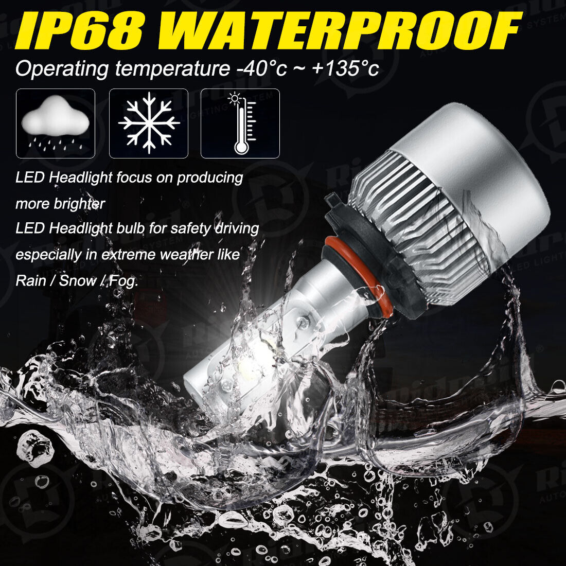 Plug &play 9005 HB3 LED Headlight Kit 2200W 330000LM Hi/Lo Beam Bulb 6000K White Ridroid LUY-221586VA - фотография #7