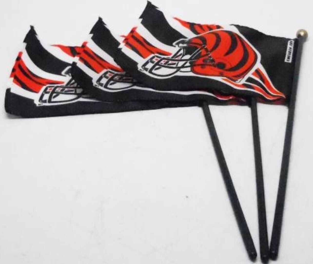 Cincinnati Bengals (Lot of 3) 4in x 6in Team Flag on 10in Stick Licensed by NFL Emerson USA - фотография #2