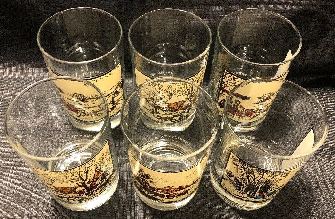 Complete SET Arbys Currier and Ives Collector Series Winter Tumbler Glasses Arby's - фотография #11