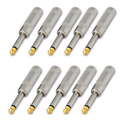 10PCS,1/4 MONO TS heavy duty male audio speaker guitar cable connector plug JACK Unbranded Does not apply