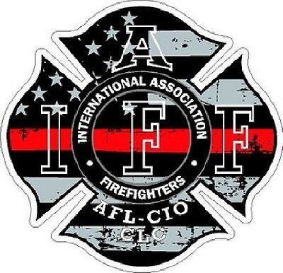 4 Inch Reflective IAFF Thin Red Line Maltese Distressed Flag Sticker Decal Без бренда