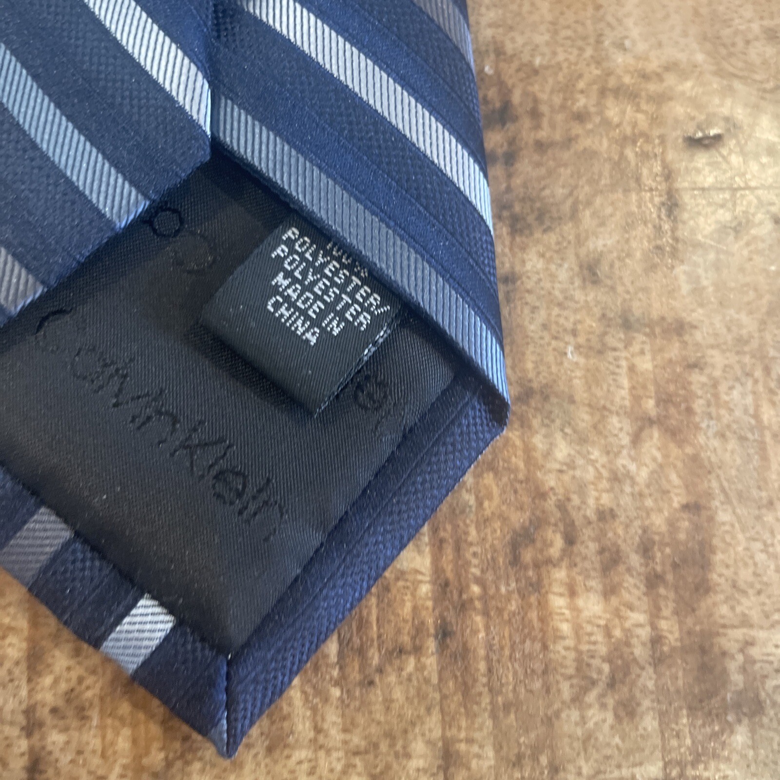 Calvin Klein  Zipper Tie Boys Adjustable Zip Necktie Navy Blue Striped Youth NWT Calvin Klein - фотография #6