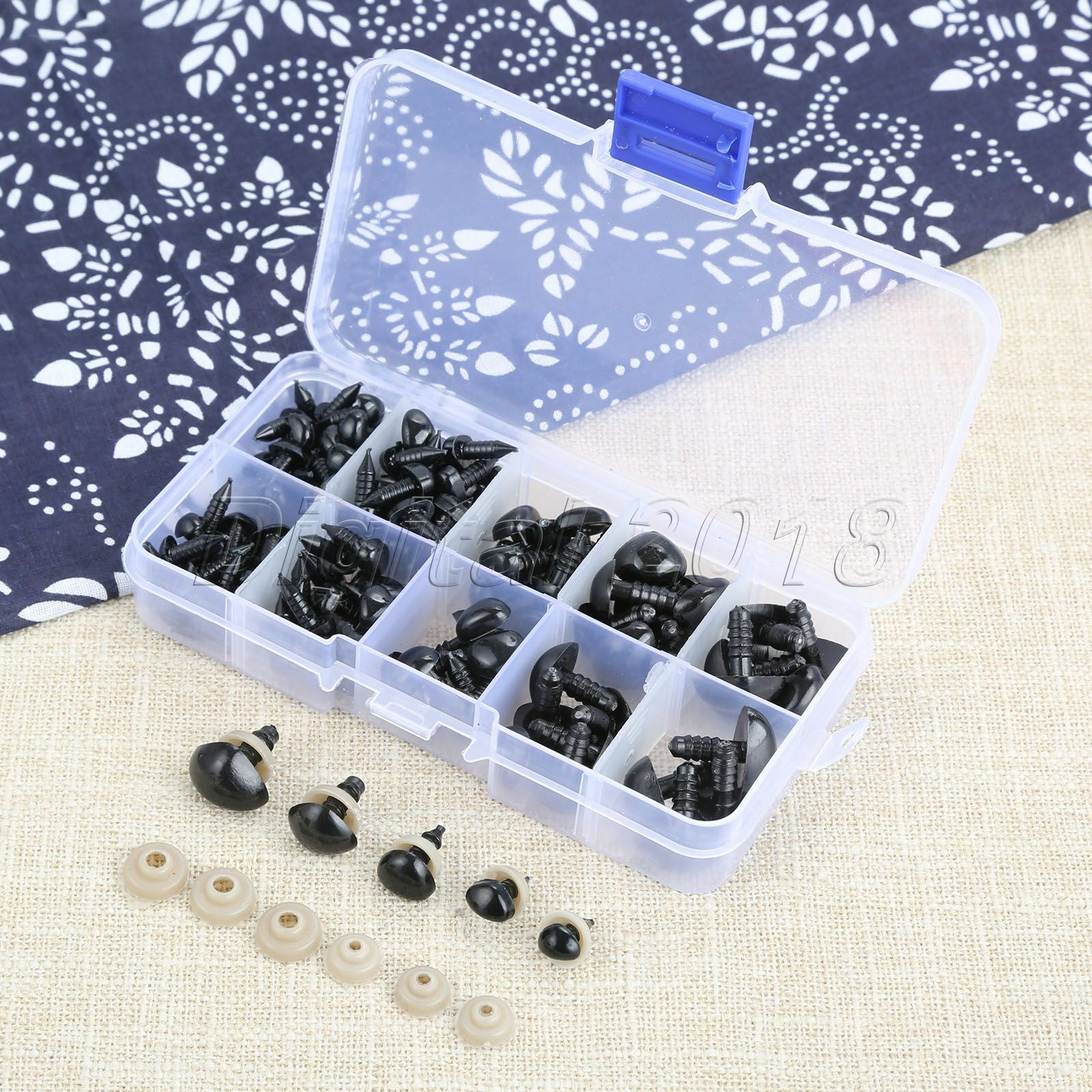 125Pcs 6*8mm-13*17mm Black Plastic Safety Nose For Doll Stuffed Animals Toys Unbranded Does Not Apply - фотография #6