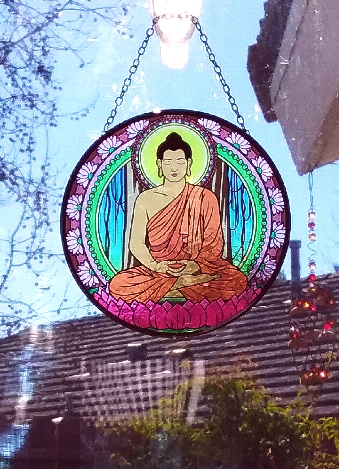 BUDDHA SUNCATCHER, 6" Stained Glass Look HINDU God Buddha Suncatcher,Buddhist Без бренда - фотография #3