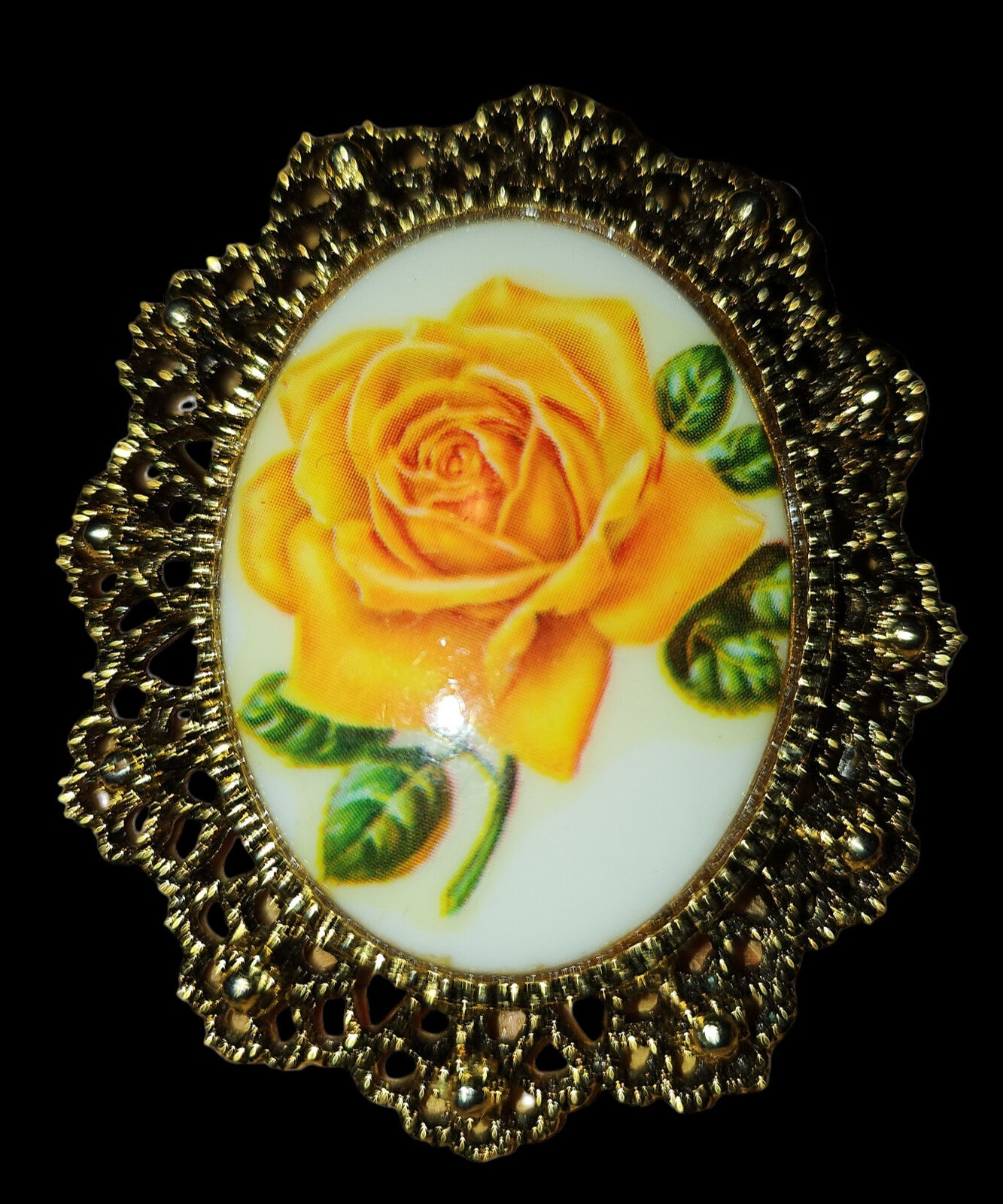 Brooch / Pendant Yellow Rose Cameo Undisclosed - фотография #2