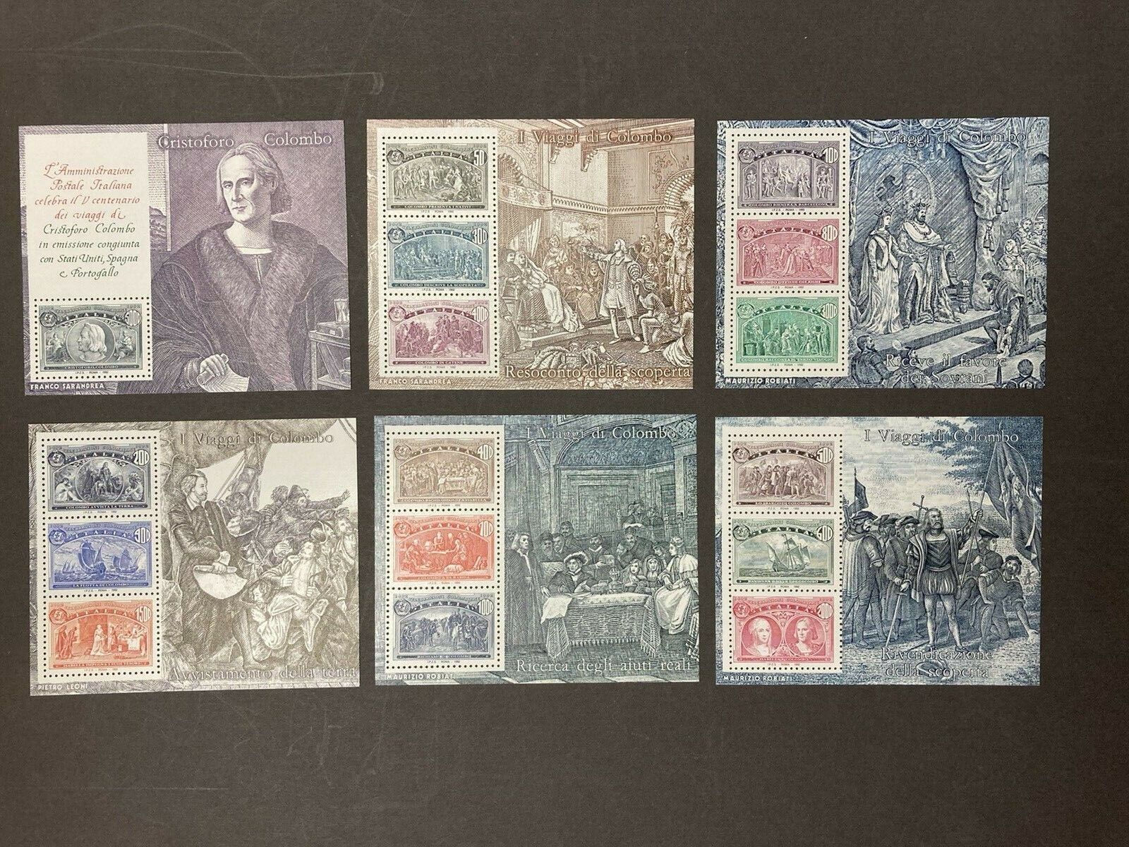 Christopher Columbus souvenir sheets, Italy, Spain, Portugal, 1992, MINT Без бренда