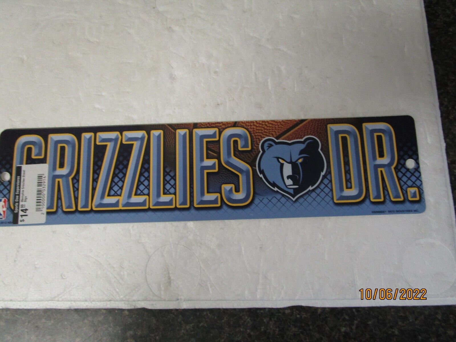 Qty Lot (2) Memphis Grizzlies "Grizzlies Dr" Plastic Street Sign 16" x 4" Rico HSNGL98001