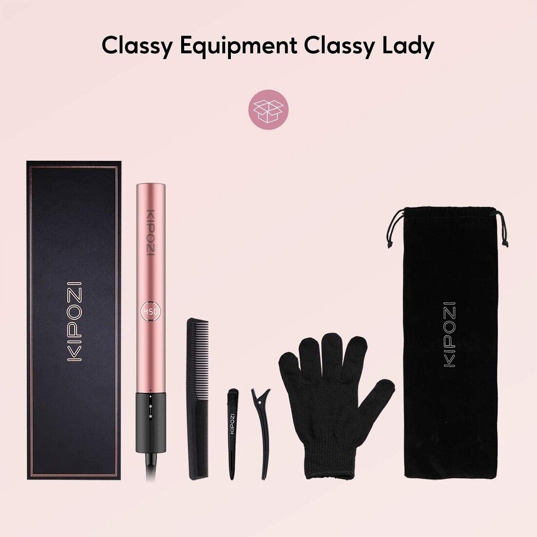 Pro KIPOZI Curly Straight Hair Straightener 2 In 1 Wide Plate LCD Display 1.75In KIPOZI Does Not Apply - фотография #3