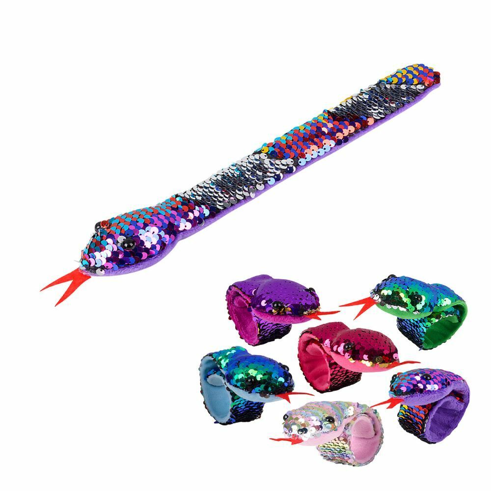 Mozlly Reversible Rainbow Flip Sequin Snake Slap Bracelets, 11 inch (6 Iems) Mozlly