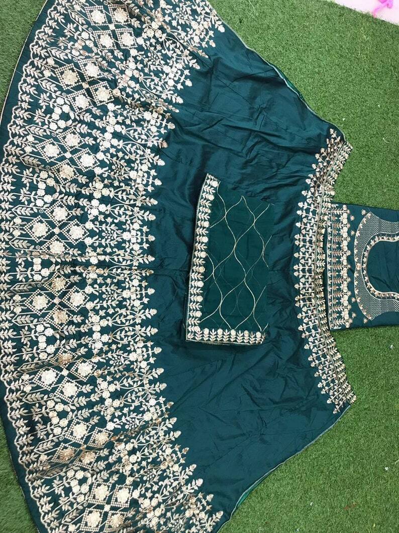 Designer green lehenga choli With Embroidered Work For Wedding Party Wear Handmade Does Not Apply - фотография #2