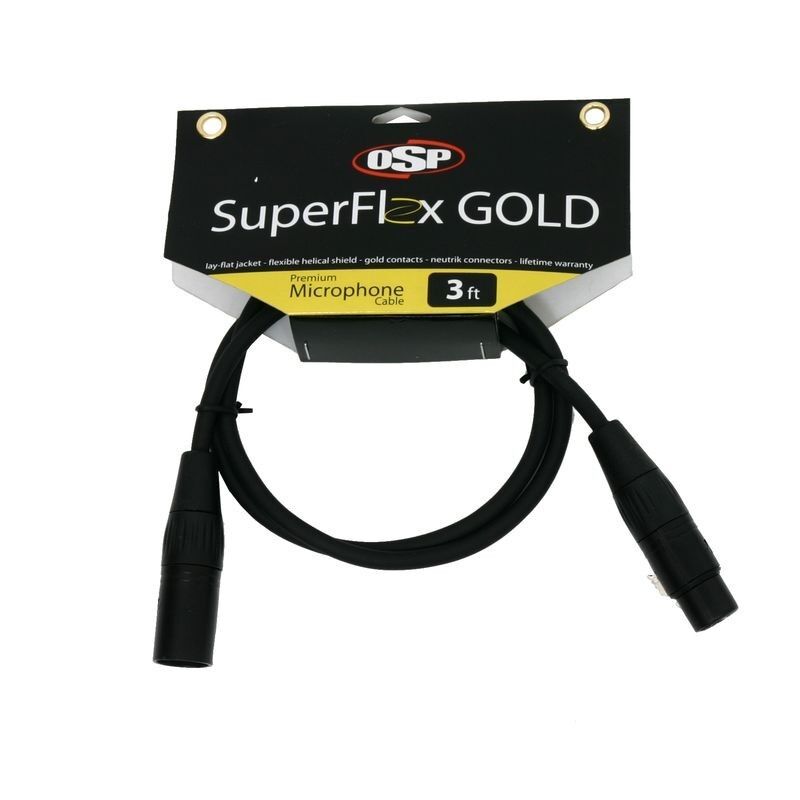 6 SuperFlex Gold 3' ft XLR Patch Microphone Cables -22 AWG SuperFlex Gold SFM-3-6pk - фотография #2