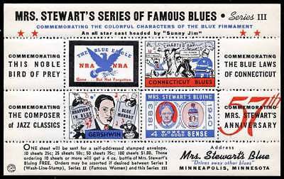 USA Poster Stamp - Advertising Mrs. Stewart's Bluing - Souv. Sheet - #3 Без бренда