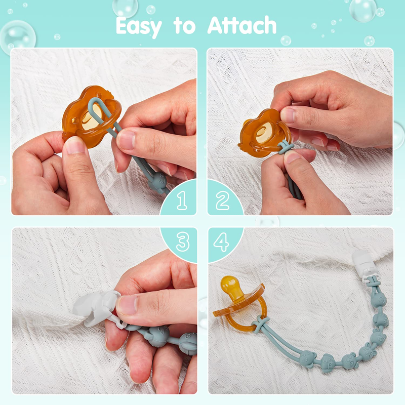 Pacifier Clip for Boys Baby Girls 2 in 1 Silicone Pacifier Holder Clips and Teet Does not apply - фотография #6