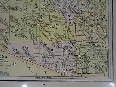 Lot 2 Antique Maps Arizona Gaskell's Atlas of the World 1893 ca 1900 Color Без бренда - фотография #4