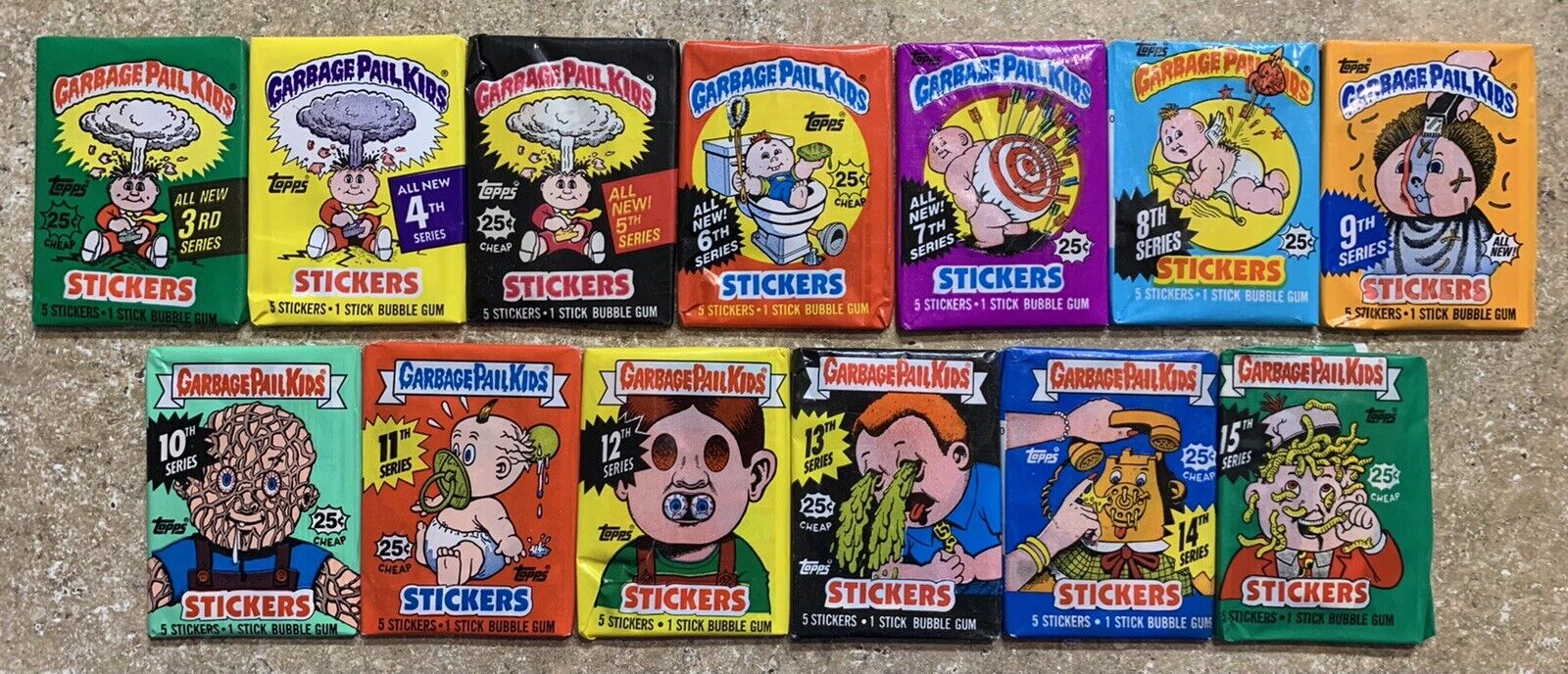 1986-88 Garbage Pail Kids 13-Unopened Wax Pack Lot 3rd-15th Series-NICE LOT! TWT Без бренда