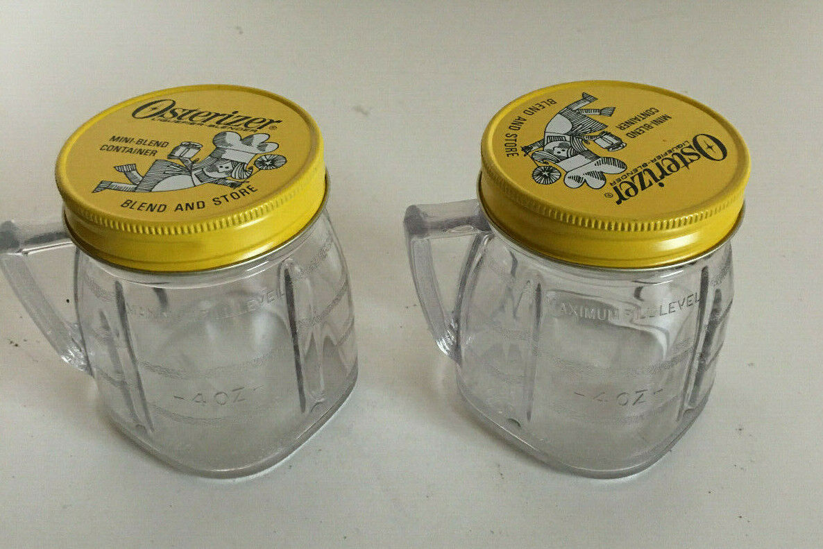 Set of 2 Vintage Osterizer mini blend container Hard Plastic Jars  Osterizer Osterizer