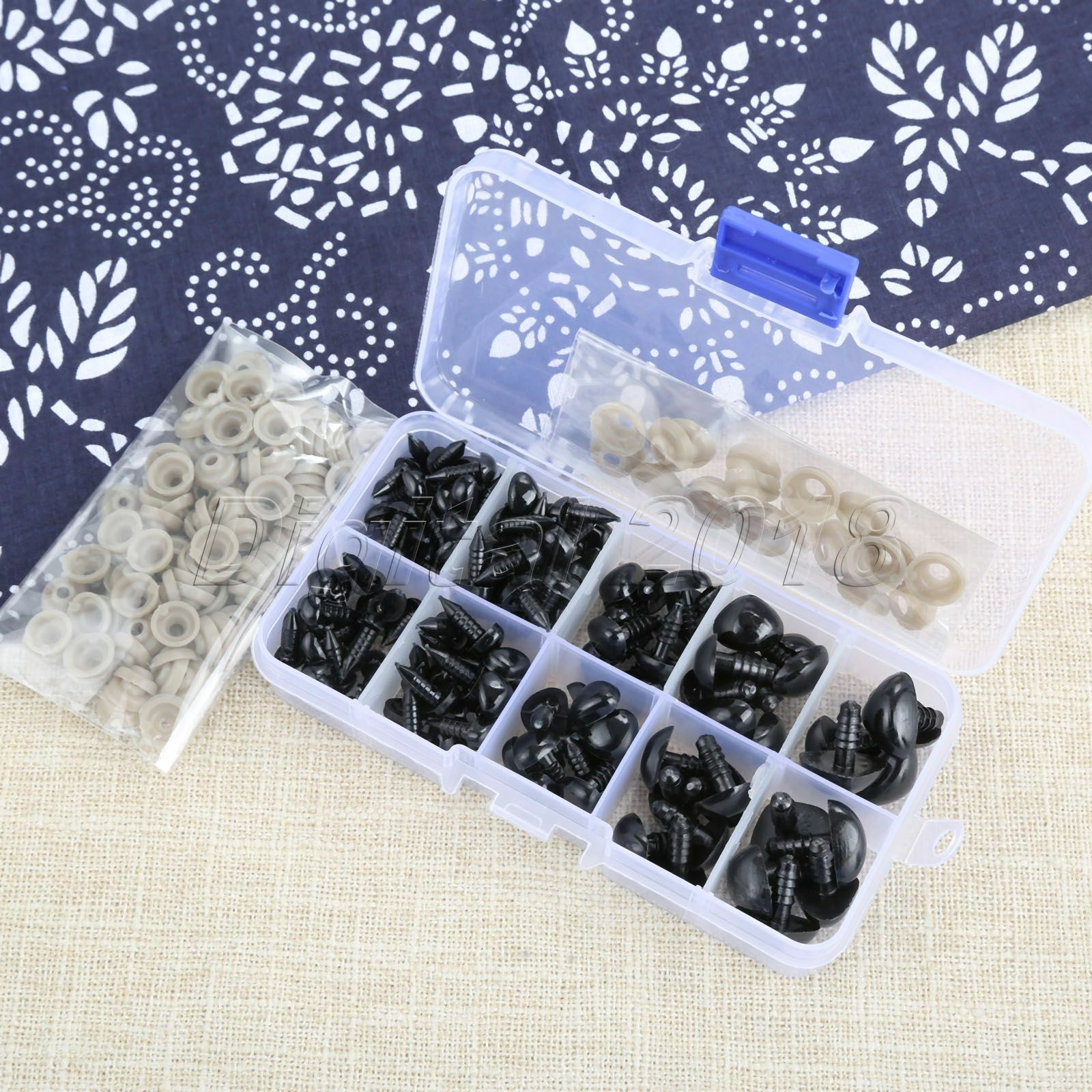 125Pcs 6*8mm-13*17mm Black Plastic Safety Nose For Doll Stuffed Animals Toys Unbranded Does Not Apply - фотография #2