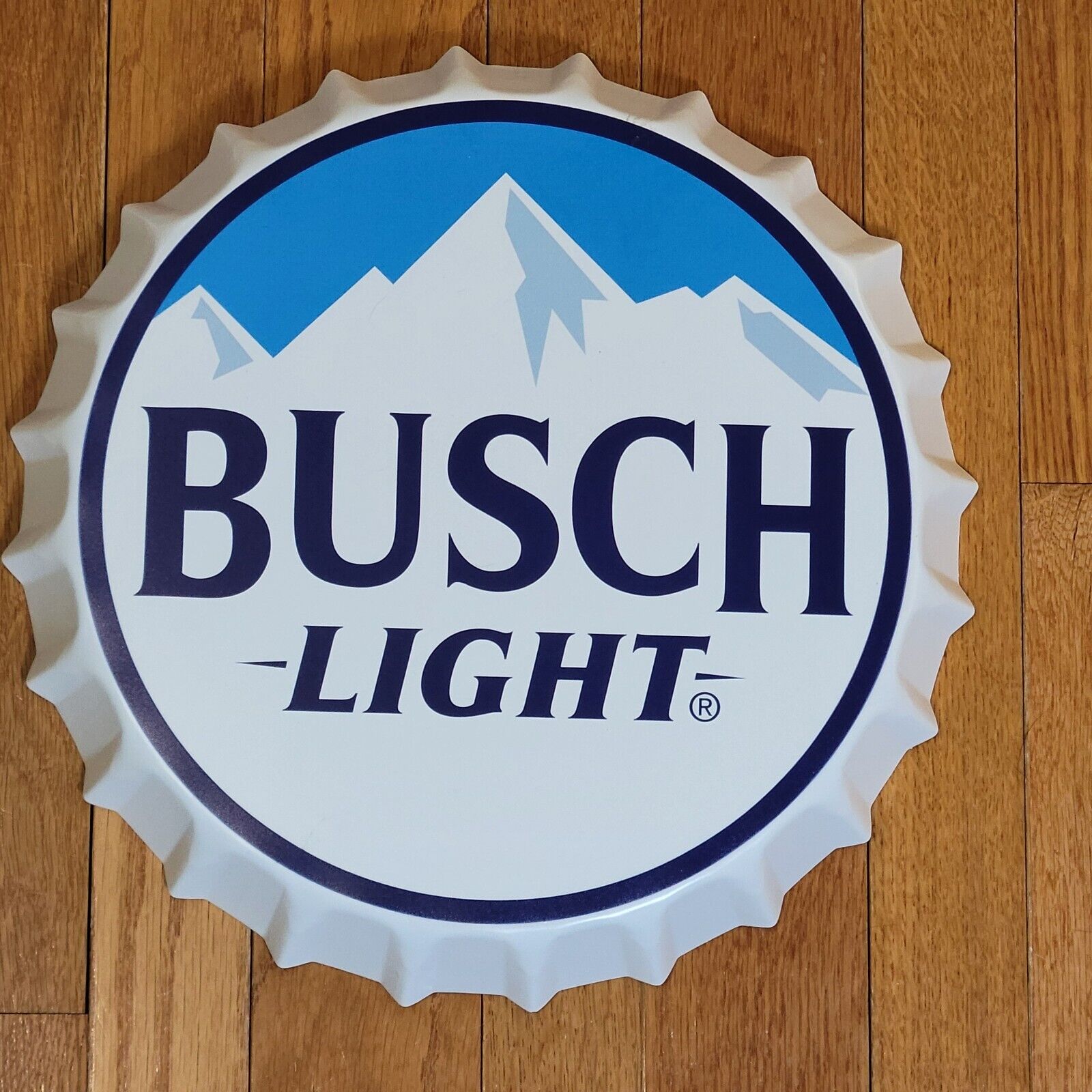 Busch Light Large Bottle Cap Metal Beer Sign Mancave Bar Decor Hanging 14 Inch Busch Light
