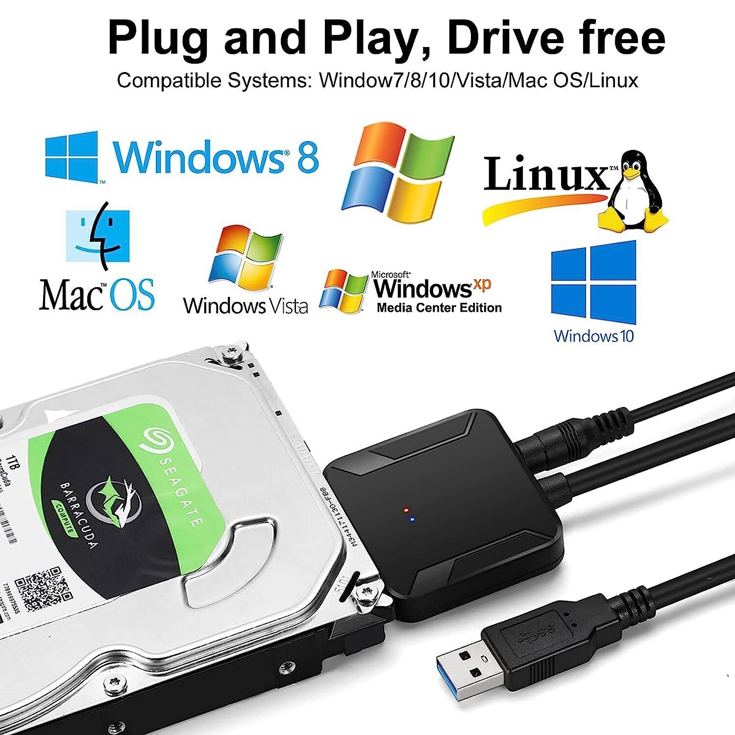 USB 3.0 to SATA External Hard Drive Converter Adapter 2.5'' 3.5'' SSD HDD Cable UVOOI Does Not Apply - фотография #5