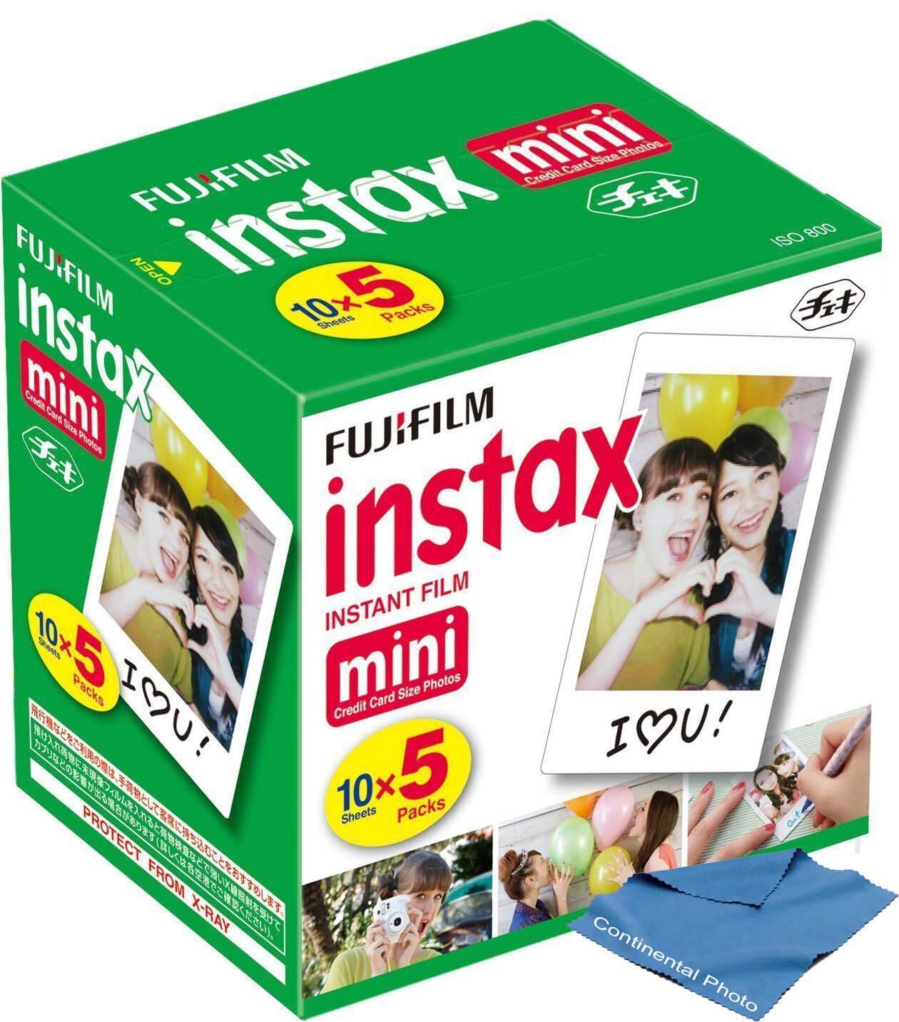 50 Sheets Fujifilm Instax Mini Instant Film + Cloth for all Fuji Mini Cameras  Fujifilm 16437396