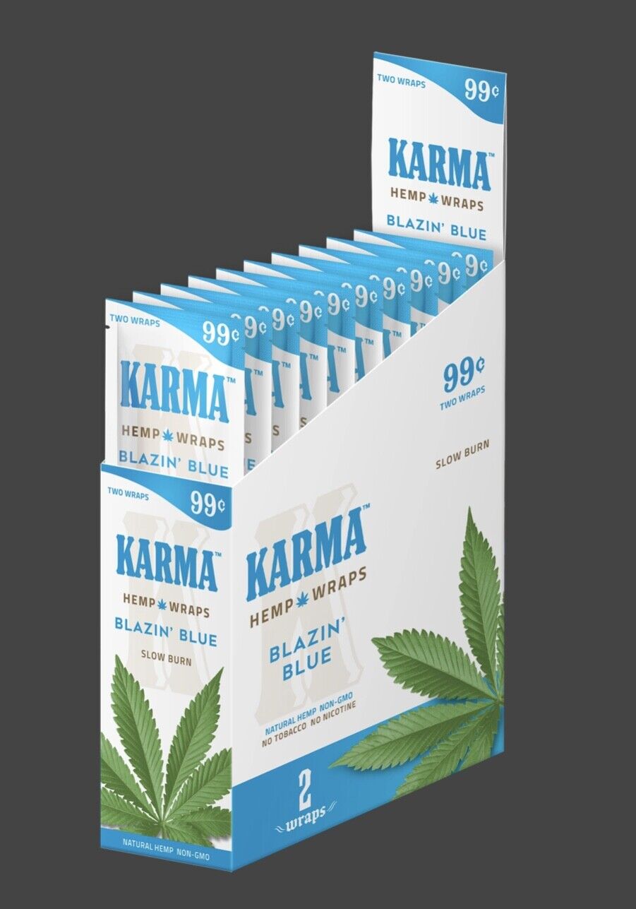 Karma Flavored Herbal Papers(Zagz)Blazin’ Blue(Blueberry)6/2ct Packs Karma