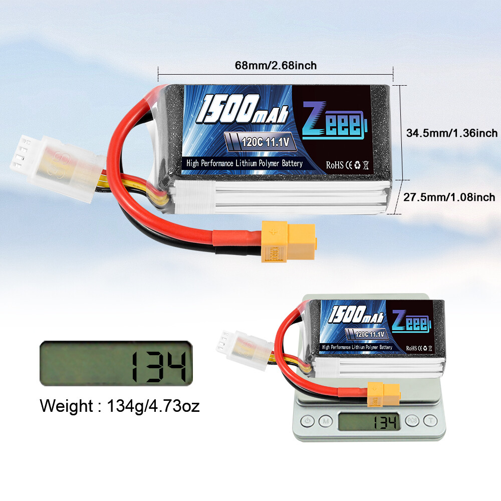 2PCS Zeee 1500mAh 120C 11.1V 3S Graphene LiPo Battery XT60 for RC FPV Quad Drone ZEEE Does Not Apply - фотография #4