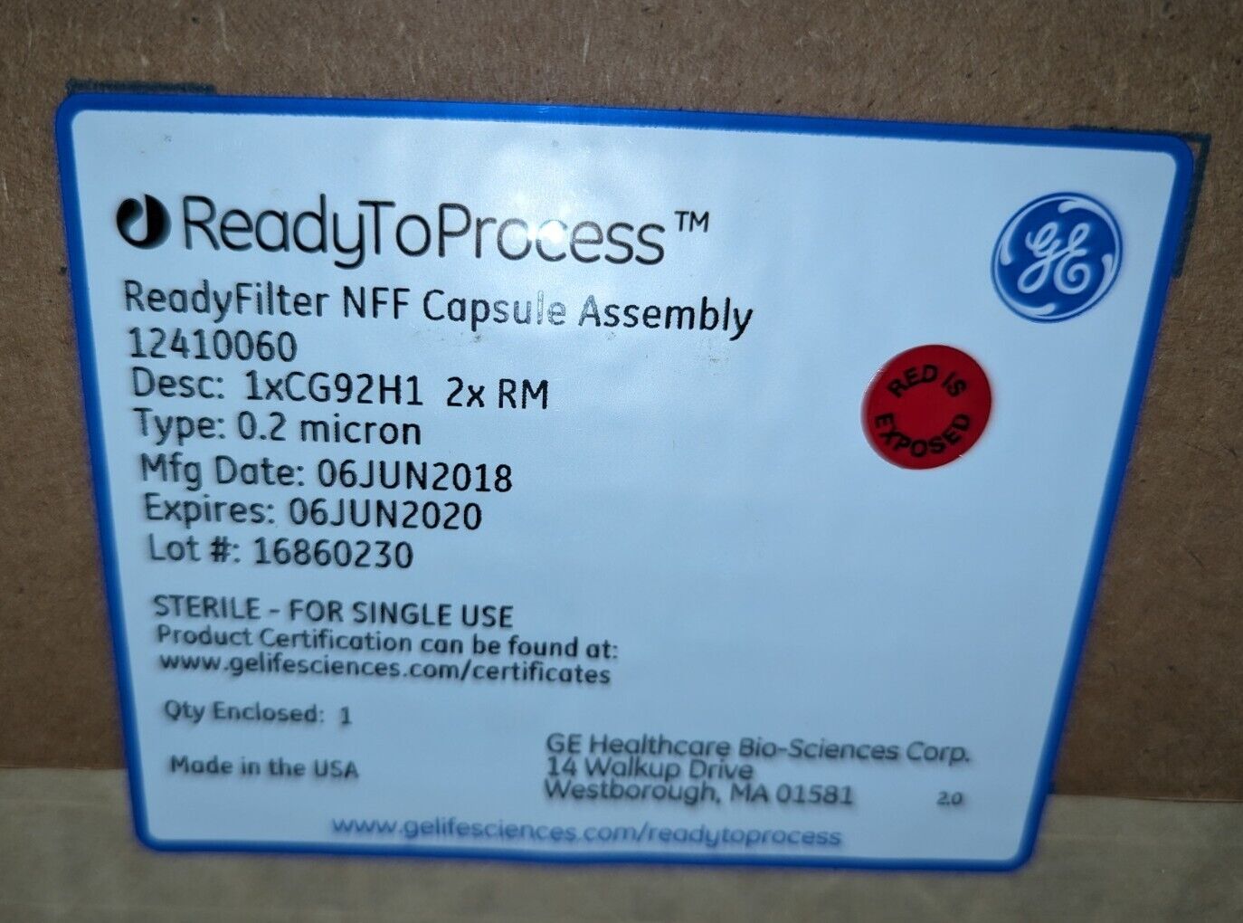 GE LIFE SCIENCE ReadyFilter NFF Capsule Assembly 12410060 (1/Box) GE Life Science 12410060 - фотография #3