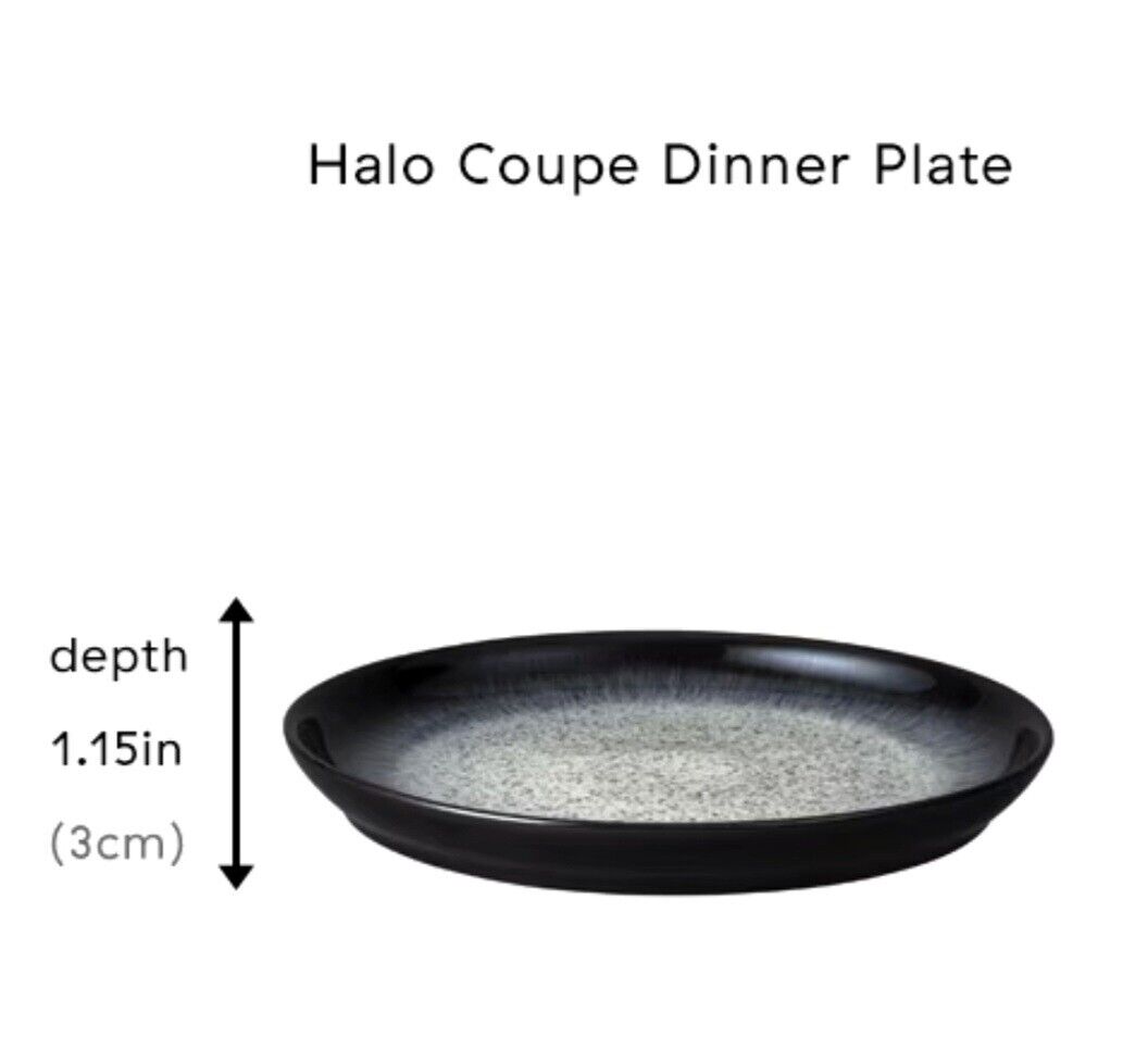 Denby 1809 Stoneware SET OF 4 Black Halo 10.25" Coupe Dinner Plates NWT Denby - фотография #8