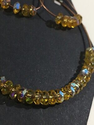 Bracelet & Hoop Earring Set Simple Jewelry AC Wire & Czech Topaz Glass Beads💛1 MrsQueenBeead - фотография #4