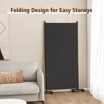3 Panel Folding Room Divider with Lockable Wheels-Gray - Color: Gray Unbranded - фотография #5