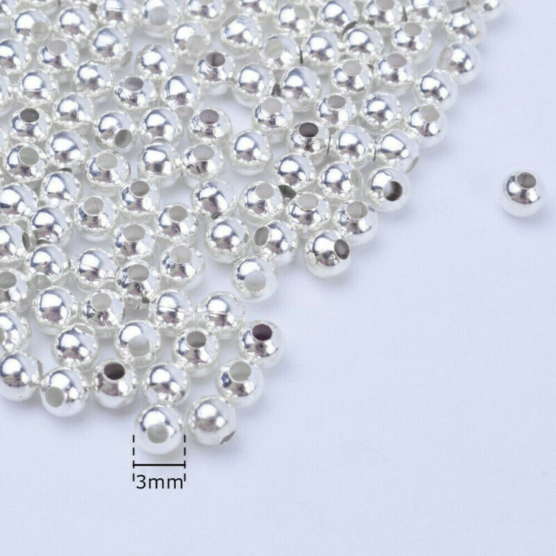 100PCS Genuine 925 Sterling Silver Round Ball Beads DIY Jewelry Making Findings  Yanqueens Does not apply - фотография #9