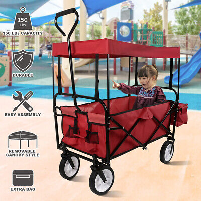 Utility Folding Wagon Outdoor Collapsible Cart Canopy Garden Beach Sport Handle FactoryOnlineShop - фотография #12