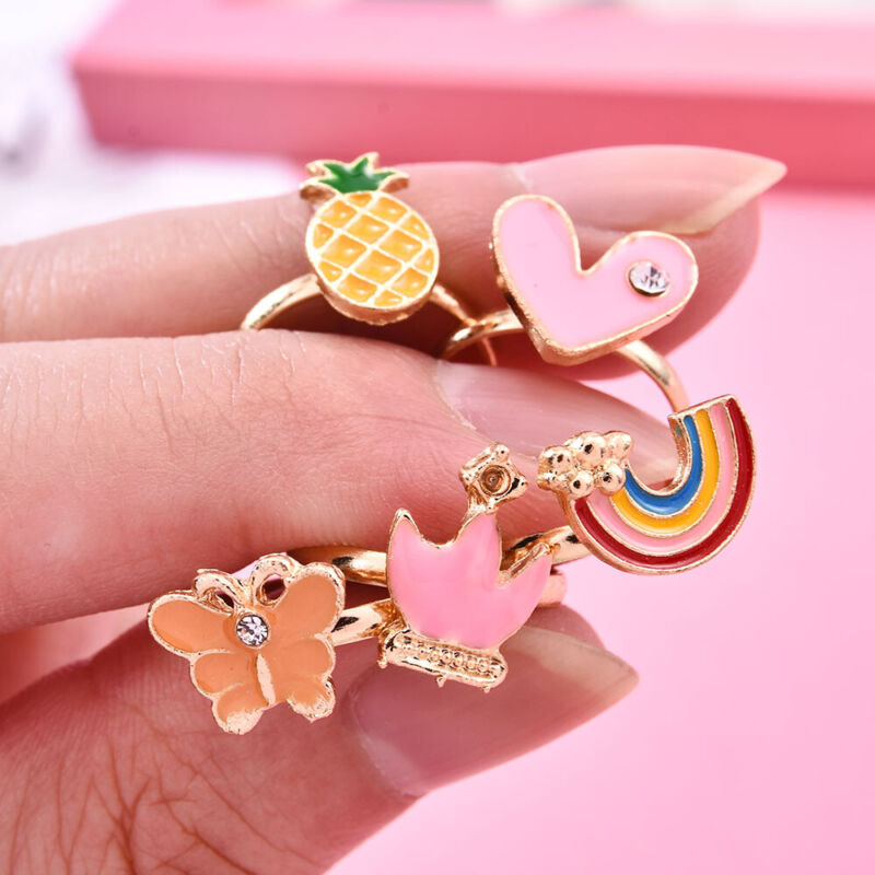 20Pcs Girls Kids Cartoon Adjustable Ring Crystal Rings Jewelry Cute Xmas Gift US Unbranded Does not apply - фотография #7