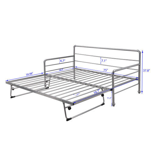 Metal DayBed w/ Trundle Sofa Bed Twin to King Size Metal Bed Platform Bed Fetines Does Not Apply - фотография #2