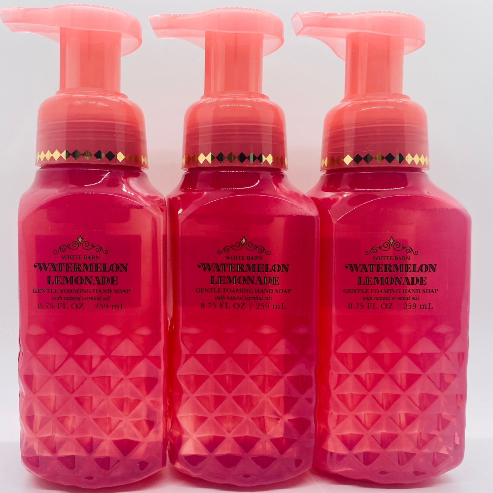 3 Bath & Body Works WATERMELON LEMONADE Faceted Gentle Foaming Hand Soap 8.75 oz Bath & Body Works Luxe Faceted Bottle - фотография #3