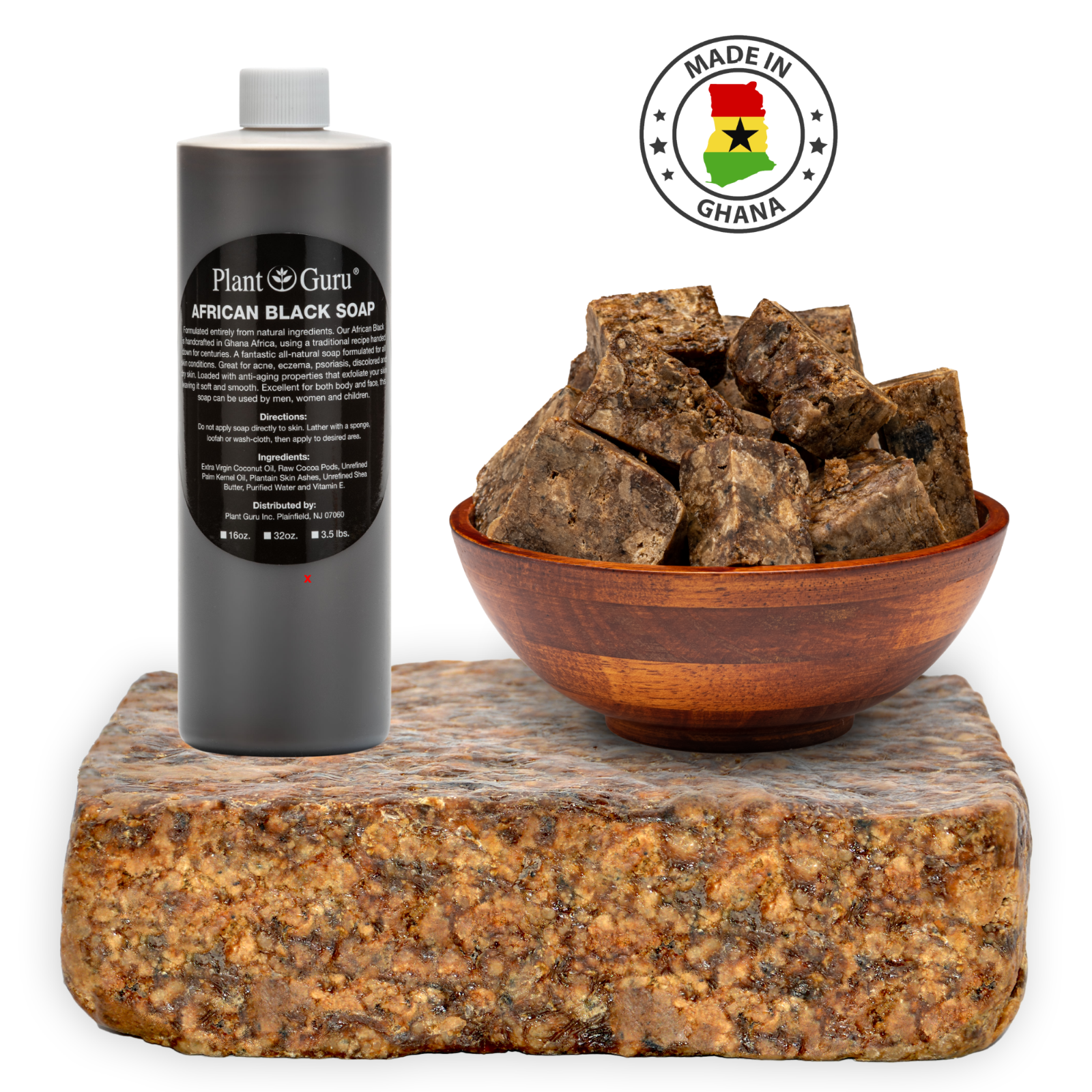 Raw African Black Soap Liquid 100% Pure Organic Natural Bath Body Face Wash Bulk Plant Guru - фотография #3