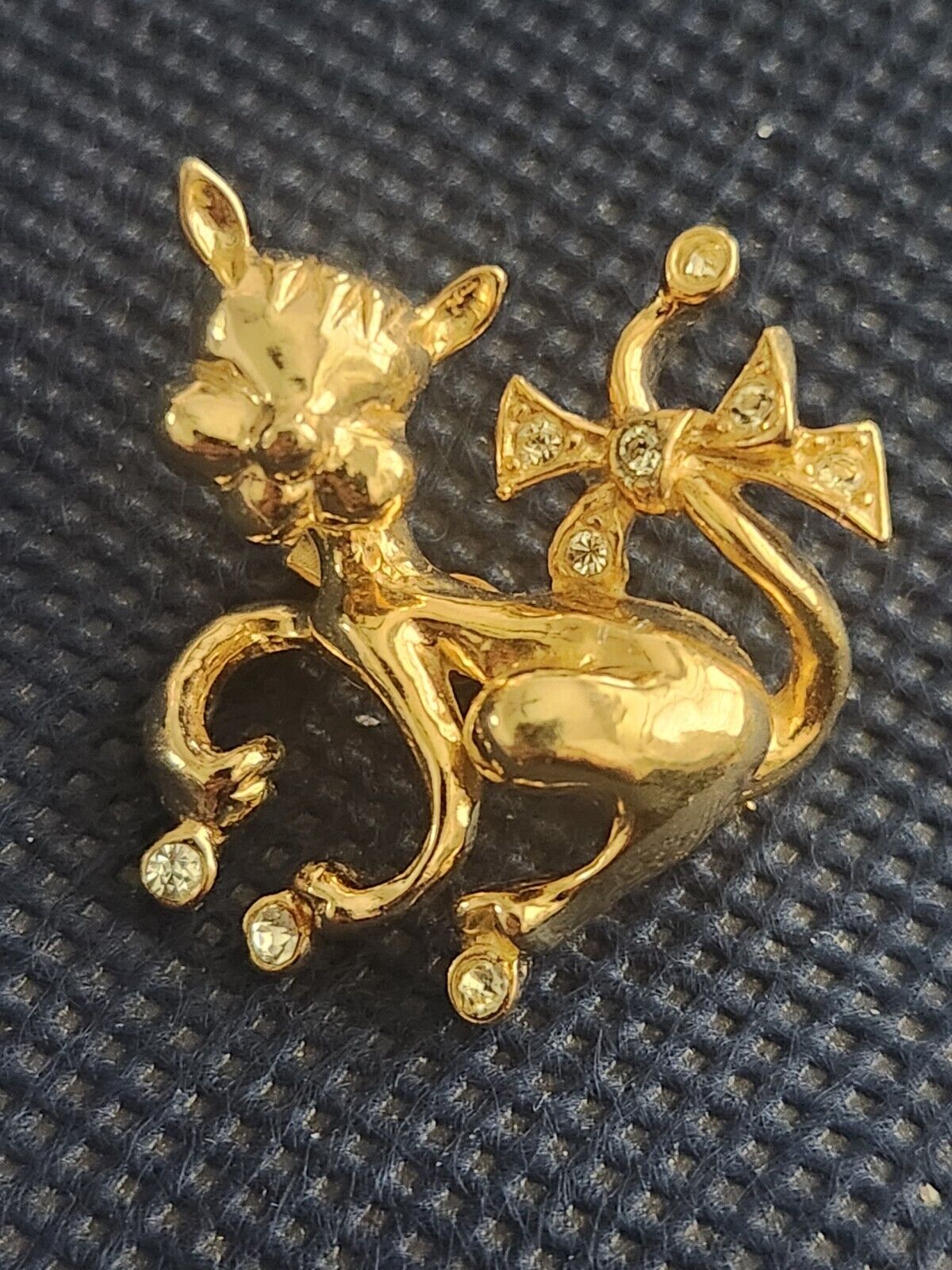 Vintage Castlecliff Gold Kitty Cat Jeweled Rhinestone Brooch PinExcellent... Без бренда - фотография #3