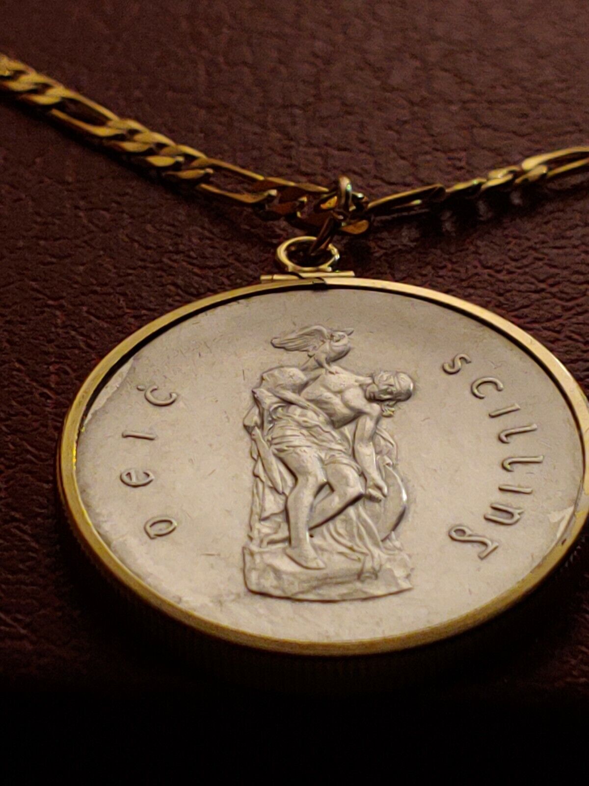 1916-1966 Irish Silver Cuchulaine Coin Pendant 24" 18KGF GOLD FILLED LINK CHAIN Honoredalllies - фотография #8