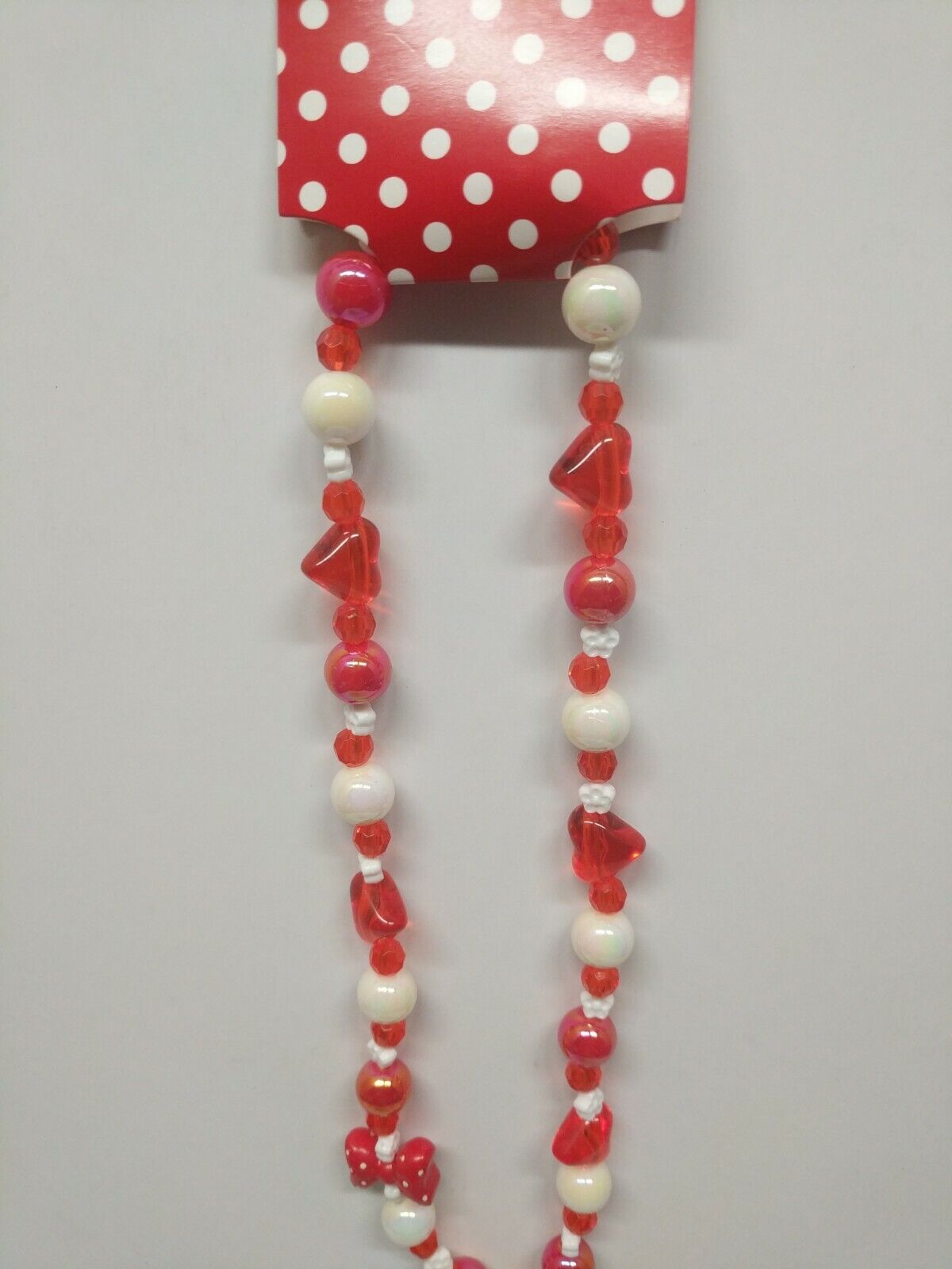2X LOT Disney Minnie Mouse Red/ White Plastic Bead Necklace W/ B Initial Child’s Disney - фотография #2