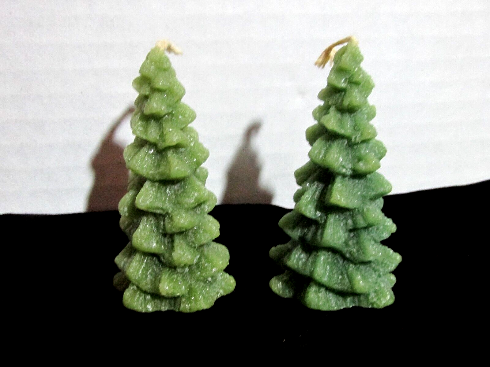 Christmas Tree Wax Candles Set 2 Green Pine Vintage Unlit Light Scent 3 Inches Unbranded