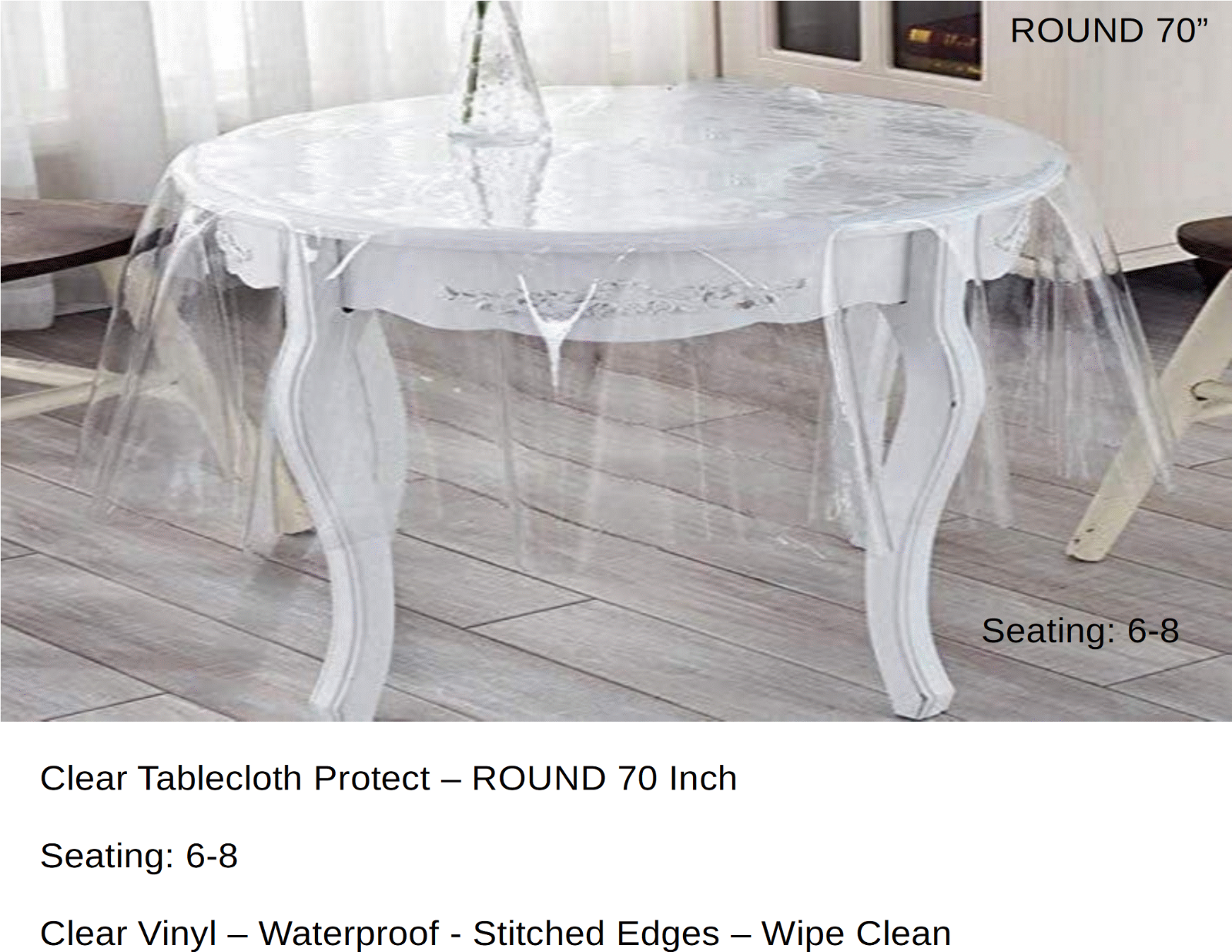 Crystal Clear Plastic Table Protector, Tablecloth Waterproof, Vinyl Table Cover Goodsun - фотография #2