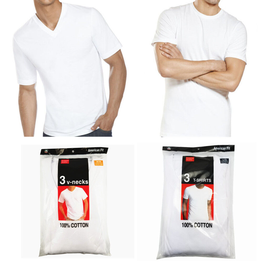 3 to 6 Pcs For Men 100% Cotton Tagless T-Shirt Undershirt Crew V Neck White S-XL Giovanni
