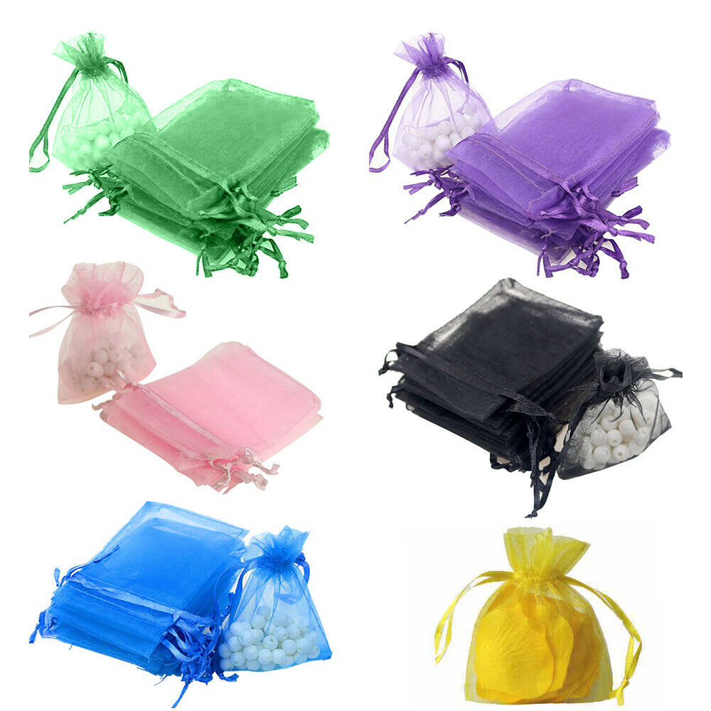 US 100x Sheer Drawstring Organza Bags Jewelry Pouches Wedding Party Favor Bag Paddsun Does Not Apply - фотография #7