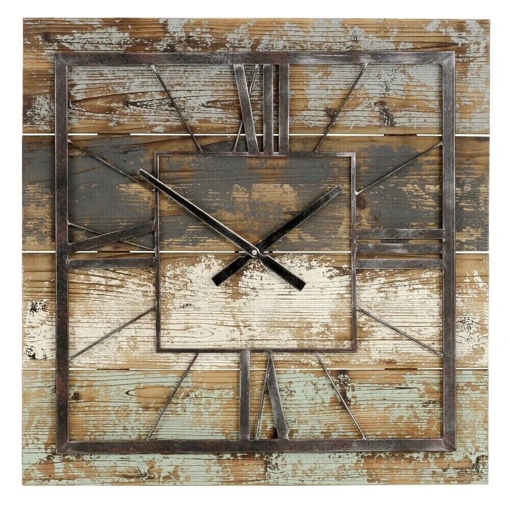 Oversized Wall Clock Modern Farmhouse Rustic Square Country Shabby Chic Deco Unbranded 22801515 - фотография #10