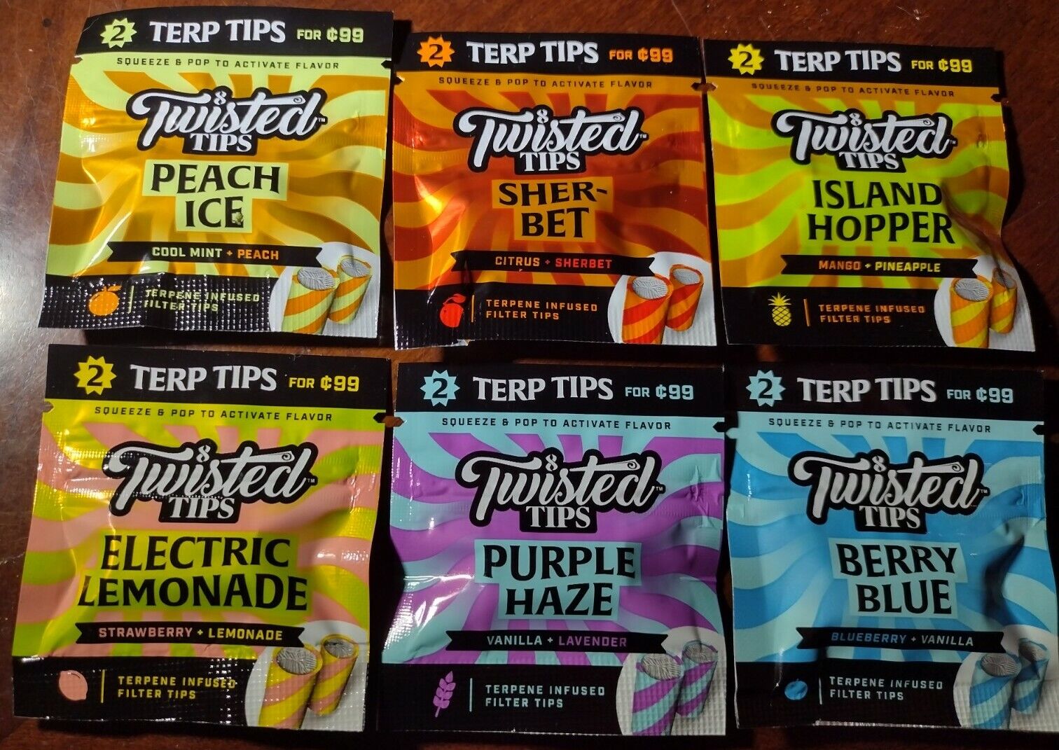 Twisted Hemp Flavored Filter Tips Variety Sampler 6/2ct Packs=12pc Twisted Hemp