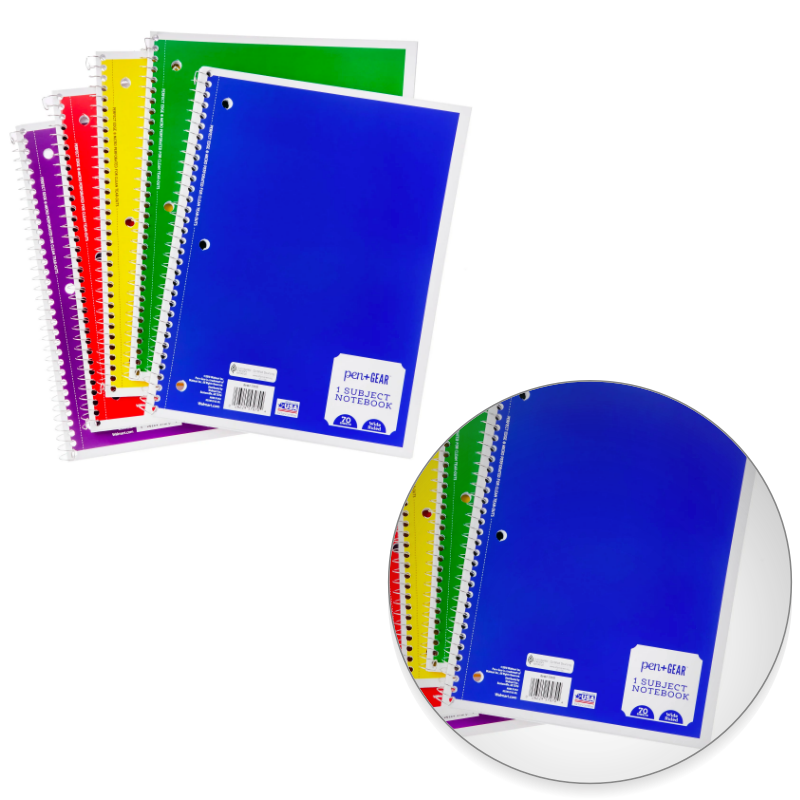 Pen + Gear 1 Subject Spiral Notebook Wide Ruled 70 Sheets Assorted Colors 4 PACK Pen+Gear 026229570704 - фотография #5