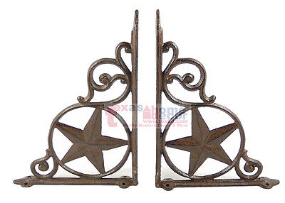 2 Western Star Shelf Bracket Set Cast Iron Rustic Decorative Doorway Accent   Unbranded 56449