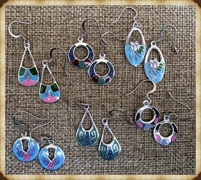Set of Six (6) Handcrafted Stylish & Colorful Earrings.  Mexico. AE423/6 Halsanco